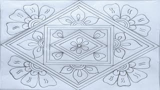 Simple Nakshi katha design135How to draw Nokshi katha কাঁথার ডিজাইনকাঁথা আঁকা नोक्षी कथा डिजाइन [upl. by Elke]