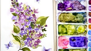 Watercolor Delphiniums 💜 I say let’s paint these purple adorable flowers together Beginners [upl. by Madora735]