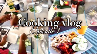 Cooking vlog  rice and beans with air fried chicken and vegetables Episode 1  cook with Antho [upl. by Beauvais]