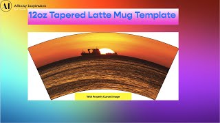 12oz Tapered Latte Mug Template With Curved Artwork In Affinity Photo 2 4 [upl. by Anana]