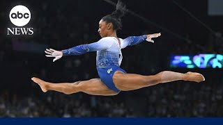 Simone Biles wins silver Jordan Chiles bronze in Olympic gymnastics floor finals [upl. by Chavey356]