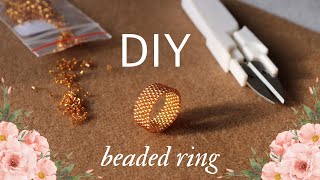 🌞 DIY beaded ring Miyuki Delica  Efektowny pierścionek z koralików DIY Мастеркласс 🙌 [upl. by Olnay46]