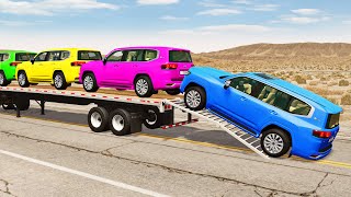 Flatbed Truck Mcqueen  Transportation with Truck  Pothole vs Car 189  BeamNGDrive [upl. by Naj]