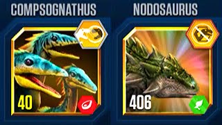 COMPSOGNATHUS VS NODOSAURUS BATTLE MODs  JURASSIC WORLD THE GAME [upl. by Edrahs]