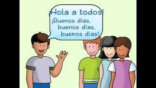 Hola a todos A Spanish Greeting Song  Calico Spanish Songs for Kids [upl. by Adieno]