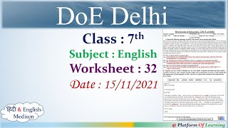 Class 7 English Worksheet 32 Monday 151121  Delhi Worksheet on NCERT English Letter Writing [upl. by Annairt]