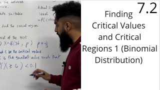 Edexcel AS Level Maths 72 Finding Critical Values Part 1  Critical Region OneTailed Test [upl. by Reynold]