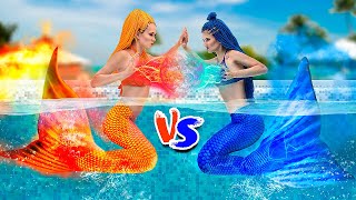 Hot vs Cold Challenge  Mermaid on Fire vs Icy Mermaid [upl. by Legra]