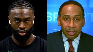 JAYLEN BROWN CONFRONTS STEPHEN A SMITH FACE TO FACE AND PUTS PRESSURE ON HIM TO NAME SOURCE [upl. by Mussman]