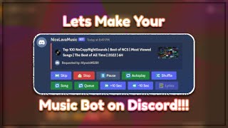 Make Music Bot on Discord w Buttons  Free LavaLink Server [upl. by Leynad591]