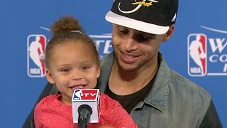 Stephen Currys Daughter Riley Steals the Show Again at Press Conference [upl. by Yleik]