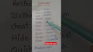 Synonymssame meaningenglishlearningyoutubeshort englishlanguagegrammarruleenglishtipssynonyms [upl. by Pazice346]