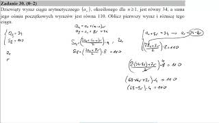 Matura sierpień 2018 zadanie 30 Dziewiąty wyraz ciągu arytmetycznego an określonego dla n≥1 jest [upl. by Jackelyn]