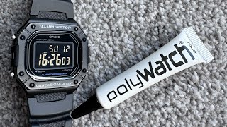 How to use Polywatch scratch remover on resin displays Casio scratch removal [upl. by Shulamith107]