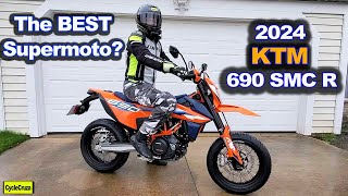 First Ride  NEW 2024 KTM 690 SMC R Supermoto Review  CycleCruza [upl. by Ahsemit]