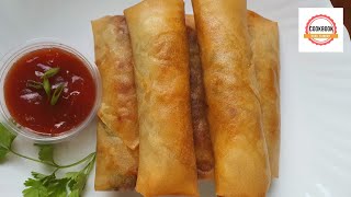 Chicken spring rolls recipe by cookbook with saba I vegetable spring rolls  Ramzan special recipe [upl. by Wu]