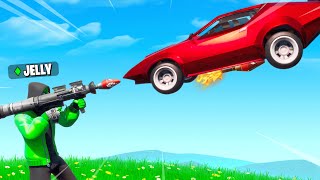 ROCKETS Vs 300MPH FLYING SUPER CARS In Fortnite [upl. by Runkle]