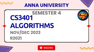 CS3401 Algorithms NovDec 2023 importantquestions r2021 sem4 [upl. by Aihtennek694]