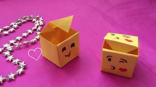 ♡ EMOJI DOOSJE MET DEKSEL VOUWEN ♡ EMOJI KNUTSELEN MET 1 PAPIER  ♡ DIY ORIGAMI ♡ NEDERLANDS [upl. by Drahser904]