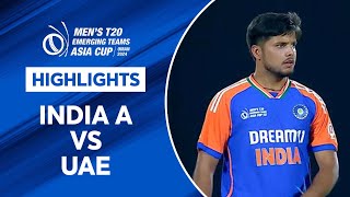 Highlights India A won by 7 wickets against UAE  Match 8  EmergingAsiaCupOnStar [upl. by Nohshan]