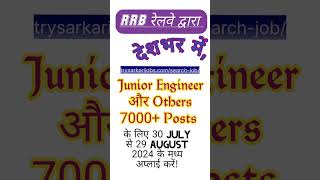 RRB 2024 Vacancy JE amp others 7951 shorts Try Sarkari Jobs [upl. by Yekcim]