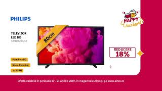 Televizor LED HD PHILIPS 32PHT450312  Happy Weekend  Altexro [upl. by Holland]