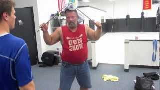 Strongman Feats  Bar Bending 2  Half Inch Cold Rolled Steel Into a Fish [upl. by Nossyla]