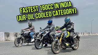 Hero Xtreme 160R 4V vs Bajaj NS160 vs Apache 1604V  FASTEST 160cc in India  DRAG RACE 🔥 [upl. by Einwat]