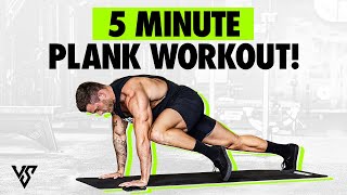 5 Minute Plank AB Workout No Equipment Needed  V SHRED [upl. by Bigford567]