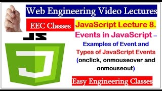 JavaScript Lecture 8  Types of JavaScript Events onclick onmouseover and onmouseout [upl. by Terbecki]