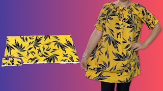 💛New Only 1 meter fabric🧵Summer Stylish Dress Cut and Sew in 10 Minutes [upl. by Alphonsa]