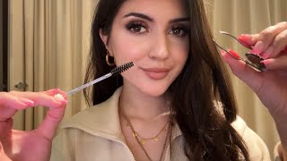 ASMR Brushing Your Brows amp Lashes  tingly personal attention [upl. by Sindee]