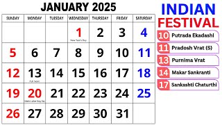 Calendar January 2025  January Calendar 2025 with Holidays  January 2025 Calendar  Calendar [upl. by Chariot]