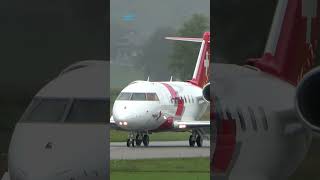 Swiss AirAmbulance REGA Bombardier Challenger 650 Landing at Bern Switzerland [upl. by Haukom]