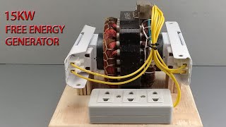 I make 220v 15kw amazing electric generator from washing machine motor with light bulb transformer [upl. by Allemaj]