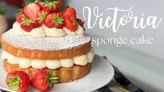 British Summer Classic Victoria Sponge Cake Recipe EASY [upl. by Yerd]