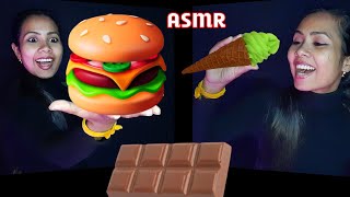 ASMR Hindi  Fake Food Eating 🍦🍔🍫 Mouth Sounds [upl. by Elicec]