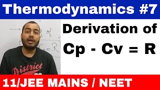 Thermodynaimcs 07  Derivation of Cp  Cv  R  Mayers relation important for School Exams [upl. by Naujek]