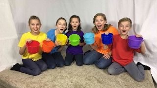 Learn English Colors Rainbow Bucket Surprise Egg with Sign Post Kids [upl. by Lilac]