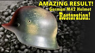 Restoring  Refurbishing an Original WW2 German M42 Helmet  Normandy Camouflage  AMAZING Result [upl. by Auberon]