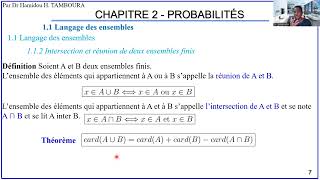 Mathématiques Niveau Terminale DChapitre 2PROBABILITÉS Partie 1Langage des ensembles [upl. by Finbar67]