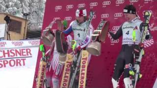 Adelboden slalom podium and top three in crane highlights [upl. by Girard242]