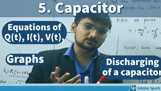 Discharging of capacitor  Equation of Qt It Vt and graph  JEENEET [upl. by Maloy]