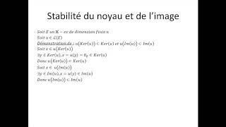 Réduction des endomorphismes partie 4  Stabilité du noyau et de limage [upl. by Cleodel]