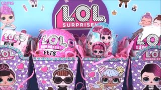 LOL Party Surprise DOLLS Pets Glittter Egg Toys Unboxing LILS [upl. by Ydnak]