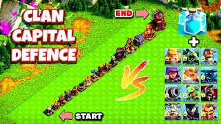 Clan Capital longest Defence formation vs Builder base troops Clash Of Clans [upl. by Nnyleuqcaj143]