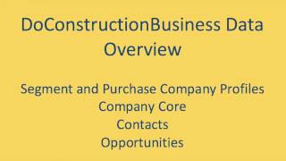 DoConstructionBusiness Data Overview [upl. by Lebar333]