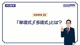 【中２ 数学】 式の計算１ 単項式と多項式 （５分） [upl. by Inoek49]