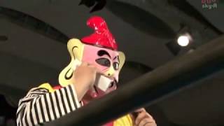 Ebessan Kikutaro vs Kuishinbo Kamen osaka pro comedy wrestling match puroresu [upl. by Enyaht]