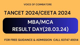 TANCET 2024CEETA 2024  RESULT DECLARED CHECK NOW tancet2024 mbaadmission2024 [upl. by Amle807]